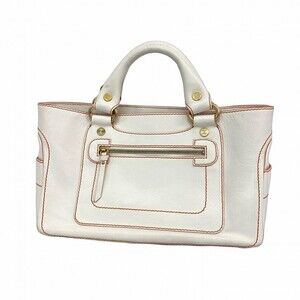 Celine Boogie Leather Handbag in White Champagne for Women